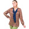 Caterina Lancini Blusa in raso fantasia sciarpina in georgette Made in Italy