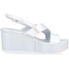 Soffice Sogno Sandalo in pelle laminata e tessuto glitter zeppa 8 cm