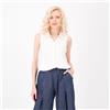 Nina Leonard Camicia smanicata in jersey doppiato con tulle