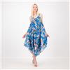 Nina Leonard Abito lungo smanicato in chiffon fantasia