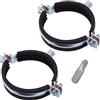 SKIR'CO (2 pezzi) Staffe per tubi con rivestimenti in gomma per tubi da 75-80 mm, morsetti per tubi, supporti per tubi per montaggio a parete e soffitto