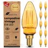 greenandco 10x Lampadina Vintage Edison LED | E14 C35 | ambra | 2W 65lm | 1800K luce extra calda | 320° | 230V | nessun sfarfallio | non dimmerabile