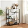 [en.casa] Scaffale da Terra per Soggiorno Consolle Stretto con 6 Piani di Appoggio Libreria Bassa Moderna 101 x 80 x 30 cm Effetto Rovere/Nero
