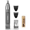 BaByliss Trimmer rifinitore naso/orecchie/sopracciglia Super-X Metal, 2 accessori intercambiabili, 2 guide di taglio, a batteria, E116E