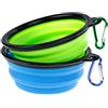 faburo 2PZ Ciotola Pieghevole per Cane, Mangiatoia Abbeveratoio Portatile in Silicone Alimentare con Gancio Porta Acqua, Alimenti da Viaggio per Cani, Gatti, Animali Domestici