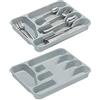 Relaxdays Portaposate, Ste da 2, Divisore per Posate da Cassetto, 5 Scomparti, Utensili Cucina, HLP 4x25x33 cm, Grigio