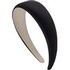 Righe e Pois - cerchietto per capelli senza dentini in raso leggermente bombato - circonferenza 12 cm larghezza 4 cm spessore o,5 cm - cerchietto per capelli elegante morbico e flessibile (Nero)