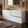 Dmora - Credenza Livio, Madia da cucina, Buffet da soggiorno, 100% Made in Italy, cm 210x40h80, Bianco lucido e Ardesia