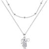 J.MUEN Collana Donna Angelo Custode Argento 925 Collana strati stile boho-Ragazza Signora Regalo con Scatola Regalo