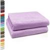 ZOLLNER 2 teli da bagno - morbidi e assorbenti teli doccia XXL - lavabili a 95°C - cotone - 100x150 cm - viola