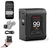 Moman Batteria a V Mount Moman Power 99 Pro Piccola V-Lock 99Wh/6875mAh con uscita D-TAP/USB-C/A 200W 15A Draw, primo OLED con indicatore di tempo per videocamera, fotocamera BMPCC laptop, mini batteria con
