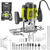 DEWINNER Fresatrice Verticale 1200 W per Legno con,16000-30000 RPM DEWINNER, Fresatrice per Legno Multifunzionale con Set di 12 frese,6 Velocità, Regolazione Della Profondità Della Fresa