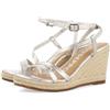 GIOSEPPO Orikum, Sandalo Espadrillas con Zeppa Donna, Argento, 40 EU