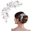 JOYOLA Accessori Capelli Sposa Argento, Pettini per Capelli da Sposa con Fiore e Perle, Cristallo Fascia Copricapo Fiore Cerchietto per Capelli da Sposa con Fiore e Perle per Donne e Ragazze