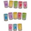 Out of the blue 181027 Set da 13 Candele Colorate in Vasetto, Modello Happy Birthday, Vetro, Multicolore, 46x4x4.5 cm