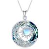 REDSUN Collana Luna e Sole 925 Argento Sterling Collana Celtica Luna e Sole con Ciondolo in Cristallo e Luna di Pietra Gioiello Regalo per Donne e Ragazze, 20mm x 20mm, Argento sterling, Pietra di