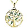 JO WISDOM collana albero della vita argento 925 sintetico smeraldo verde AAA Zirconia cubica Donna Placcato oro