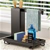PNNP Organizer per lavello, grande, nero, da cucina: rinforzo aggiuntivo, in acciaio inox, per lavelli da cucina, per lavello, con vaschetta di scarico, facile installazione