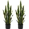 Hollyone 2PCS Piante artificiali sansevieria Finta da 64 cm con Serpente con Vaso, Agave Finta pianta Finta per casa Giardino Ufficio, Gialla