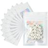 G2PLUS 100 sacchetti in Mylar con chiusura lampo in plastica - bianco - richiudibili con cerniera - 7 x 10 cm - olografico per la conservazione e l'imballaggio degli alimenti