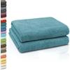 ZOLLNER 2 teli da bagno - morbidi e assorbenti teli doccia XXL - lavabili a 95°C - cotone - 100x150 cm - verde petrolio