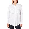 Love Moschino Loose Fit Long Sleeved Shirt in Stretch Poplin with Chest Pockets Featuring Decorative Stitching And Customized Heart. Camicia, Bianco, 42 EU Donna