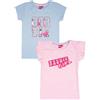 United Labels Barbie - Maglietta a maniche corte con volant, per ragazze, colore blu/rosa (confezione da 2), blu / rosa, 122 cm-128 cm