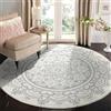 Carvapet Tappeto Rotondo 150cm Morbida Microfibra Tappeto a Cerchio Salotto Cameretta Soggiorno Antiscivolo Lavabile Mandala Boho Tappeti di Zona(Grigio Mandala)