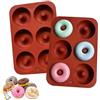 ZEACCT 2 Pezzi Stampo per Ciambella in Silicone a 6 Cavità, Silicone Ciambelle Stampo, Donut Stampo, Antiaderente Rotonda Donut Stampi, per Torte, Biscotti, Bagel, Muffin (Rosso Mattone)