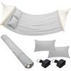 BAKAJI Amaca Giardino 2 Posti Legno Cotone Relax Esterno Campeggio 345x150cm Grigio