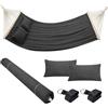 BAKAJI Amaca Giardino 2 Posti Legno Cotone Relax Esterno Campeggio 345x150cm Antracite