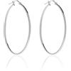 Aka Gioielli® - Orecchini a Cerchio Ovali Donna Argento 925 Rodiato, dimensione 50 x 32 mm - spessore 1.5mm