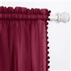 Elegant Comfort Tende semi-velate con pompon - Set di 2 pannelli, con tasca per asta da 5,1 cm, tinta unita, per soggiorno, camera da letto, larghezza 60 x lunghezza 84, bordeaux
