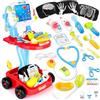 deAO Carrello da Dottore con Suoni e Luci, Kit Medico Giocattolo Dottore con Stetoscopio Siringa Termometro Pulsometro, Dottore Infermiere Medico Carrello per Ragazzi Ragazze Compleanno Natale Regalo