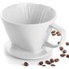DOWAN Filtro per Caffè in Porcellana 10,9 x 8 cm per Dimensione Filtro 2, Filtro Permanente Bianco per Casa, Caffè, Ristoranti, Regalo per Mamma Papà Amici