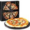 Navaris Pietra Refrattaria per Pizza e Ricettario - Cuocere nel Forno Casa Pane Pizza - Teglia Rotonda Ø30,5x1,5cm 500° Cordierite e Ceramica - Nero