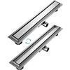 EMKE Canalina per doccia, 60 cm, in acciaio inox, piastrellabile, set completo di scarico per doccia, sifone con antiodore e filtro per capelli, scarico doccia, doppio lato per bagno