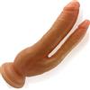 Future of your pleasure Sensual Doppio Dildo Large per Doppia Stimolazione Vaginale e Anale Sex Toy Impermeabile Ventosa Elastico Dildo Anale Dildo Doppio di 20cm Dildo Largo dildo doppia testa ⌀3.5cm e ⌀2.5cm sextoys FOPS D26-6