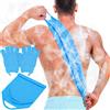 Anezus Set di guanti da bagno esfolianti per la schiena, asciugamano da doccia esfoliante con guanti da doccia per scrub corpo, guanti per la pulizia della schiena per rimuovere la pelle morta (blu)