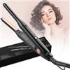HyAdierTech 2in1 Mini Piastre per Capelli Corti in Ceramica, Mini Piastra per Capelli Corti, Portatile, Temperatura Regolabile 150℃-210℃, Doppia Tensione, Adatta per Uomini e Donne, Nero