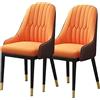 KEHTU Set di 2 sedie da pranzo moderne in pelle PU impermeabile con gambe in metallo per casa commerciale ristoranti (colore: arancione+caffè scuro)