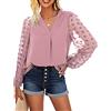 CMTOP Camicia Donna Scollo a V Blusa Magliette a Maniche Lunghe Eleganti Scollo Pizzo Bluse T Shirt Tops