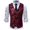 Allthemen Mens Paisley Jacquard Suit Gilet monopetto Vest Slim Fit Button Down Prom Abito formale Gilet Argento nero S