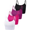 BOAO - Confezione da 4 Canotte Corte per Donne e Adolescenti, in Cotone, con Spalline Sottili, Crop Top Basic per Sport, M