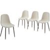 BAÏTA Set di 4 sedie Birgit Tessuto Bouclette Ecru Piedi Legno Scuro