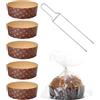 FAH FAMILY AT HOME Kit Stampo Panettone Basso (5pz x 750 g) + Spillone Panettone + 5 Sacchetti con Chiusure, Pirottini Panettone Professionale di Carta Ondulata di Pura Cellulosa in Micronda, Resistente al Calore 220°C