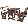 Outsunny Set da Giardino 3 Pezzi in Legno di Pino con 1 Tavolo da Esterno 115x55x71 cm e 2 Panchine 115x51x80 cm|Aosom