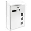 Relaxdays Cassetta Postale, Laccata, Targhetta per Nome, Accessorio Moderno Monocolore 25 x 40 cm , Esterno, Bianco