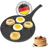 4BIG.fun Padella per pancakes da 26 cm di diametro, rivestimento a 3 strati, con 7 fori, adatta per piani a induzione, in alluminio pressofuso