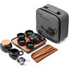Lyty Teiera cinese Set di tazze con vassoio - Set di infusori per tè in ceramica da viaggio Teiera in porcellana, bustina regalo da tè portatile tutto in uno per picnic all'aperto Business Hotel